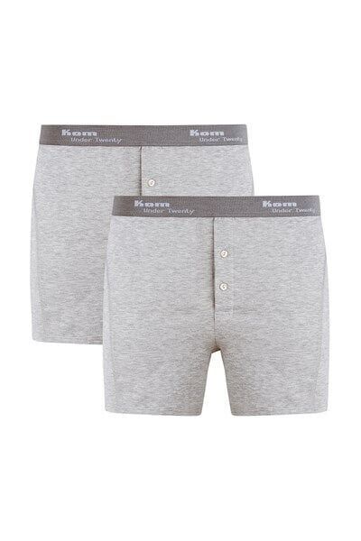 Long 2 li Çift Düğmeli Uzun Erkek Boxer XL - siyah