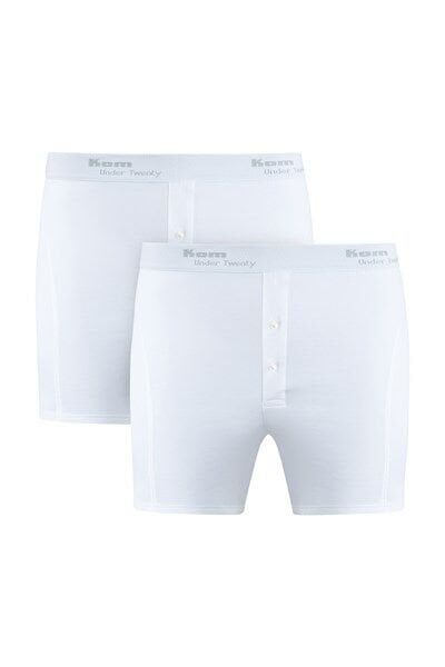 Long 2 li Çift Düğmeli Uzun Erkek Boxer XL - siyah
