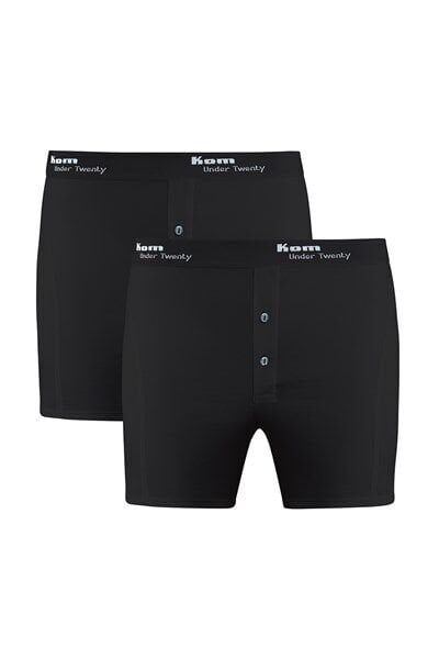 Long 2 li Çift Düğmeli Uzun Erkek Boxer XL - siyah