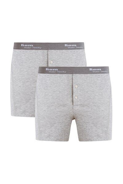 Long 2 li Çift Düğmeli Uzun Erkek Boxer M - siyah