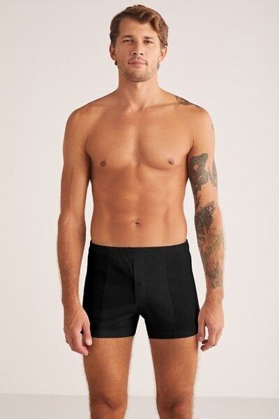 Elite Pamuk Merserize Erkek Boxer 3XL - siyah