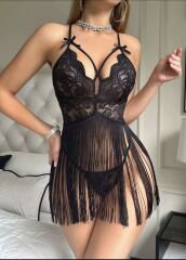 Püsküllü gecelik seksi