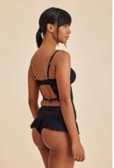 Roma Siyah Balenli Dantel Detaylı Babydoll