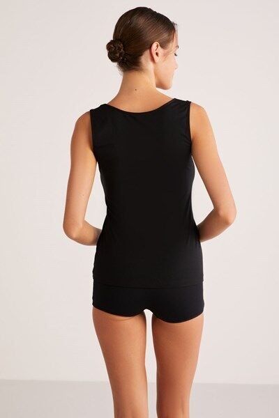 Basic Singlet Pamuklu Kalın Askılı Atlet S - siyah