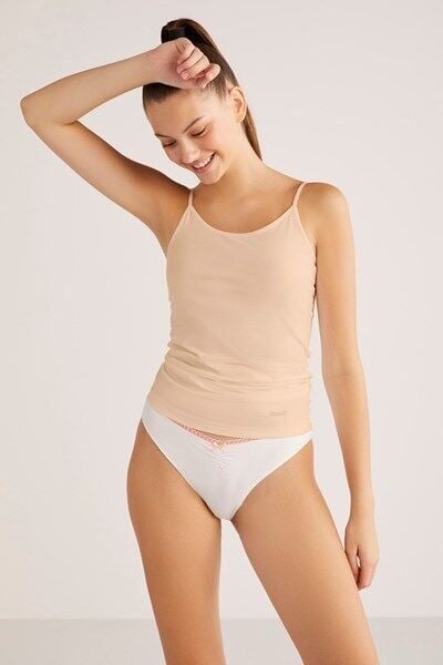 Basic Top İp Askılı Pamuklu Atlet 2XL - Ten
