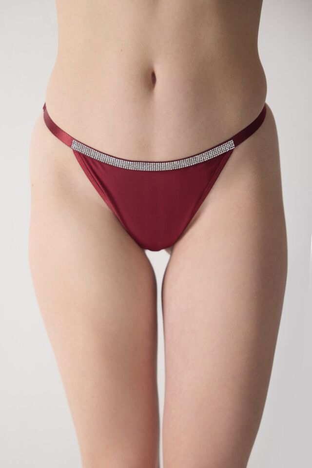 Taşlı String Külot standart - ekru