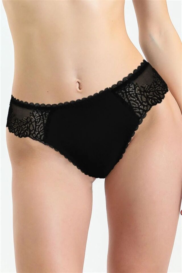 Arkası Dantelli String Külot M - siyah