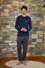 Uzun Kol Nakış Detay Erkek Pijama Takımı