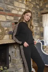 Leopar Desen Detaylı Kadın Pijama Takımı