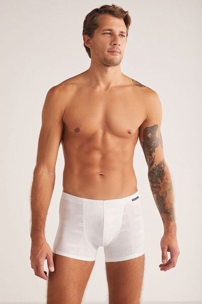 Andrea Modal Jakar Desenli Erkek Boxer XL - beyaz
