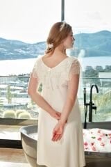 İnci Detay Dantelli Lohusa Gecelik