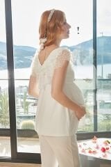 İnci Detay Dantelli Lohusa Pijama Takımı