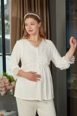 Dantel Detaylı Uzun Kol Tesettür Lohusa Pijama Takımı