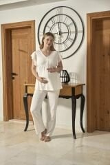 Kısa Kol Önden Düğmeli Lohusa Hamile Pijama Takımı