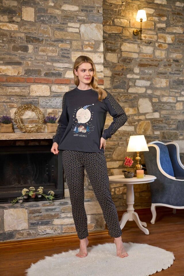 Uzun Kol Baskı Detay Pijama Takımı 36