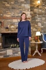 Uzun Kol Taş Baskılı Pijama Takımı