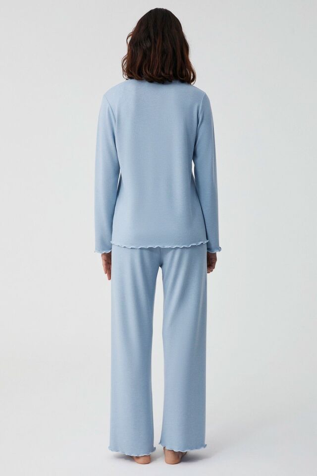 Yumuşak dokulu pijama takımı S - açık mavi