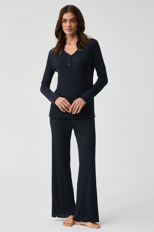 Yumuşak dokulu pijama takımı XL - açık lacivert
