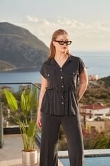 Düşük Kol Önden Düğmeli Spor 2'li Takım