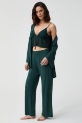 Zümrüt üçlü pijama takımı