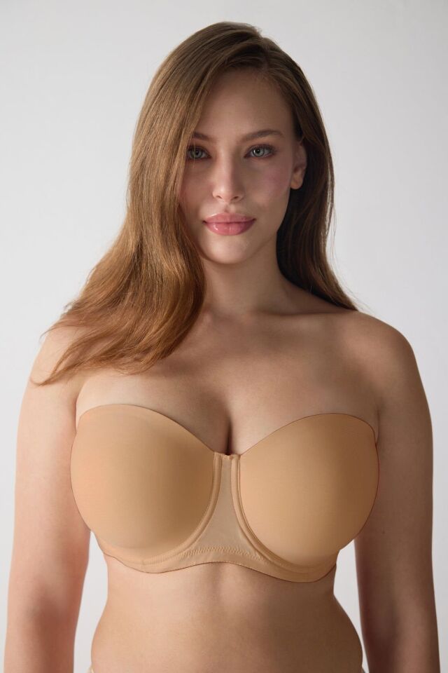 Basic Büyük Beden Desteksiz Straplez Sütyen 85C - siyah