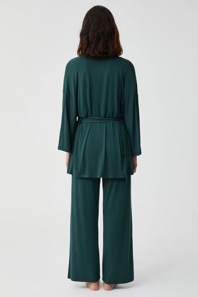 Zümrüt üçlü pijama takımı XL - zümrüt yeşili