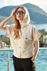 Dantel Kapüşonlı Kısa Kol Spor 2'li Takım