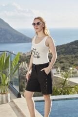 Taş Baskılı Kalın Askılı Spor Şort Takım