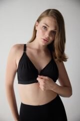 Penye Önden Fermuarlı Cepli Protez Sütyen