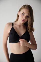 Penye Önden Fermuarlı Cepli Protez Sütyen