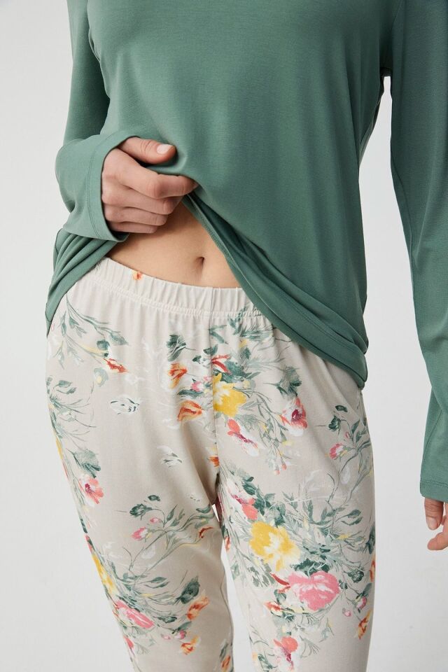 Velora soft pijama takımı S - yeşil