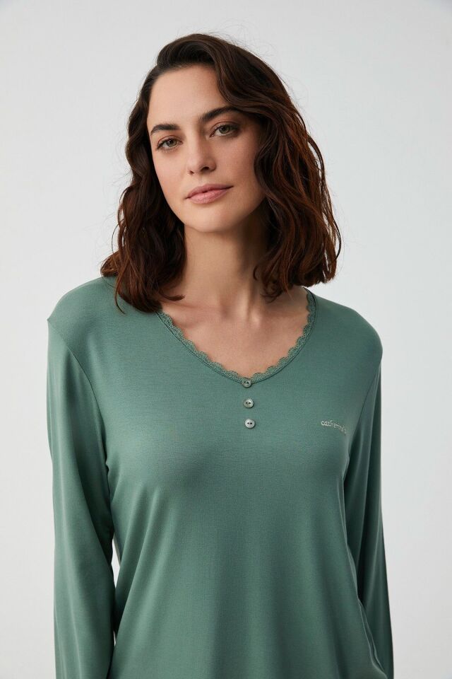 Velora soft pijama takımı XL - yeşil