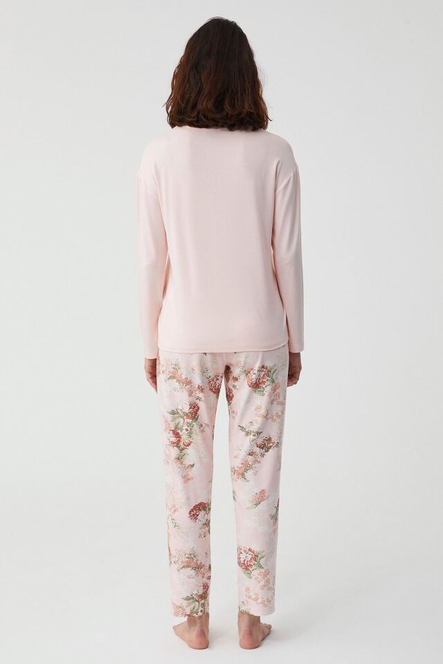 Pamuklu Comfort mood pijama takımı M - somon