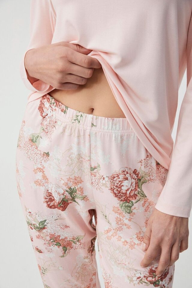 Pamuklu Comfort mood pijama takımı XL - somon