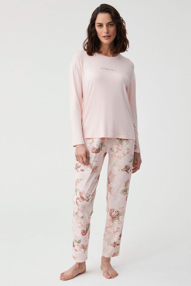 Pamuklu Comfort mood pijama takımı 2XL - somon