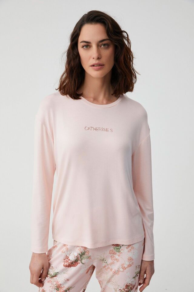 Pamuklu Comfort mood pijama takımı 2XL - somon