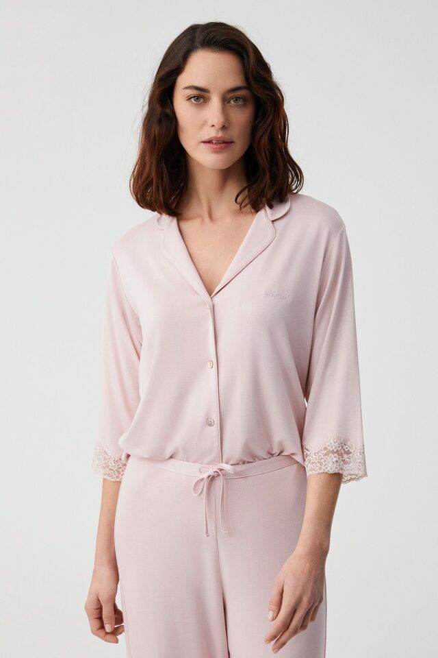 Pamuklu Comfort mood gömlek takım S - açık pembe