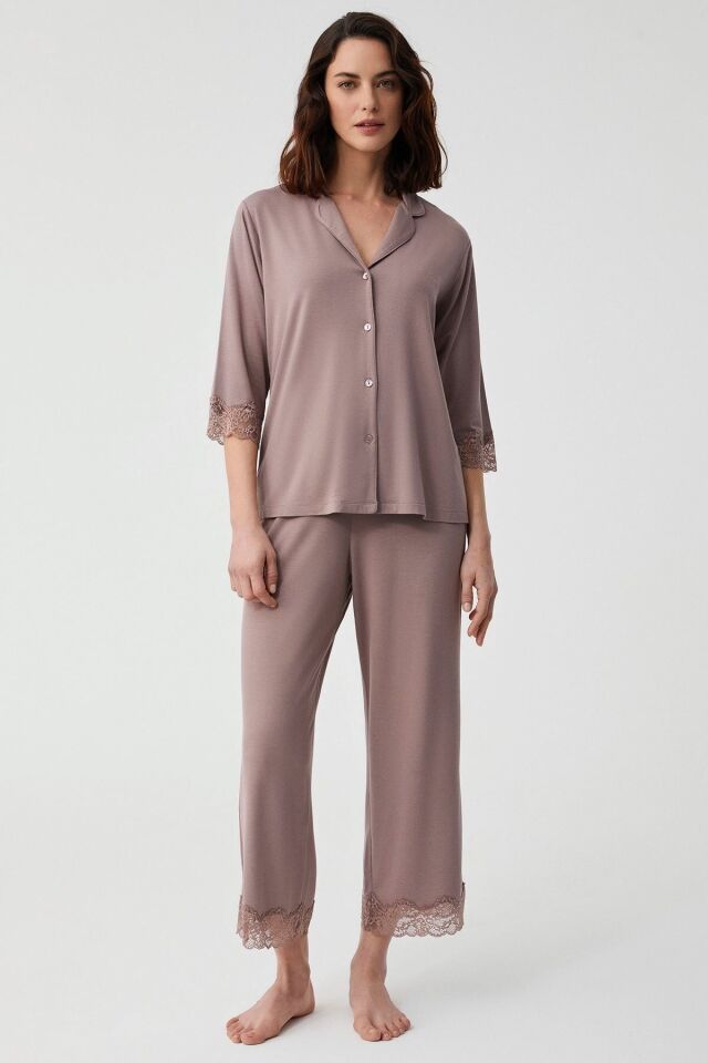 Pamuklu Comfort mood gömlek takım XL - açık pembe