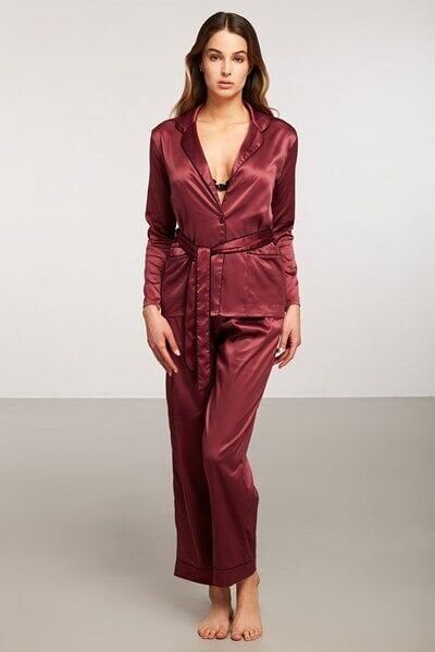 Saten Pijama Takımı L - pudra