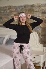 Desenli Uzun Kol Pijama Takımı
