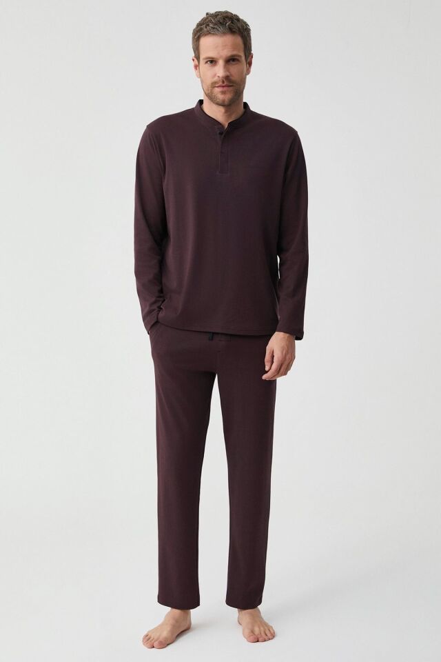 Natural soft pijama takımı 2XL - koyu bordo
