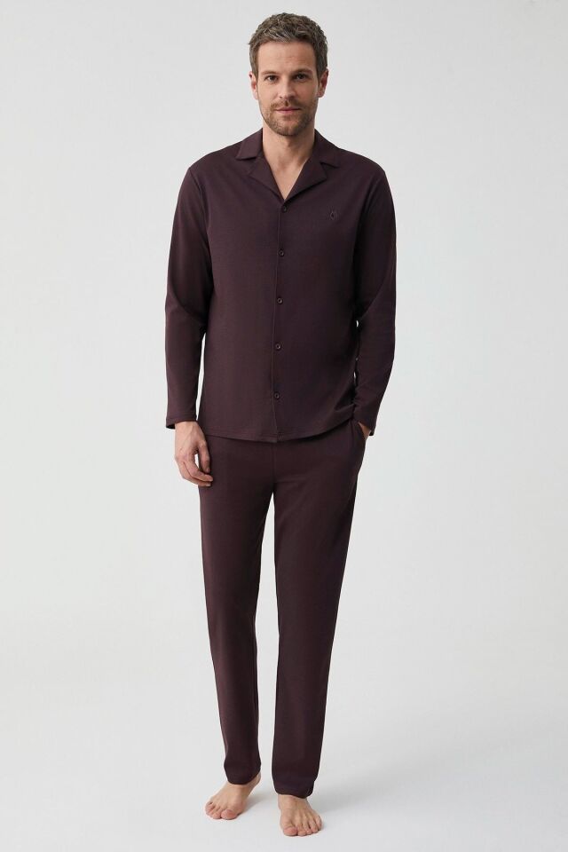 Natural soft pijama takımı L - koyu bordo