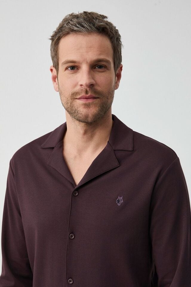 Natural soft pijama takımı L - koyu bordo