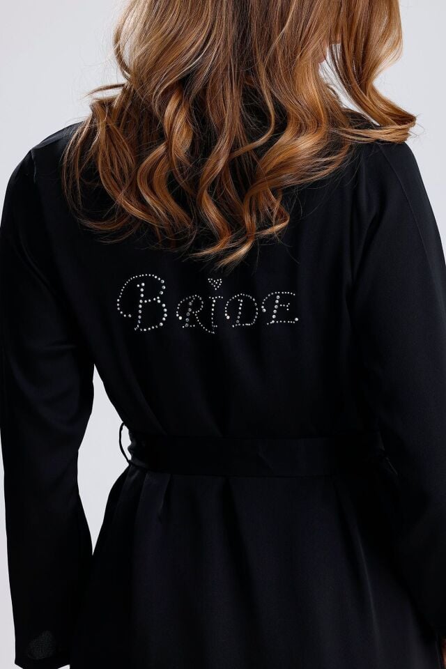 Krep Saten Taşlı Bride Sabahlık XL