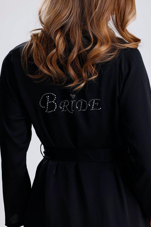 Krep Saten Taşlı Bride Sabahlık S