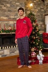Yeni Yıl Temalı Ekose Desen Erkek Pijama Takımı