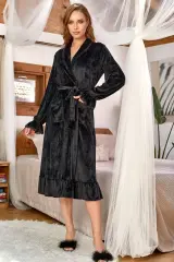 Kadife Şal Yaka Midi Sabahlık