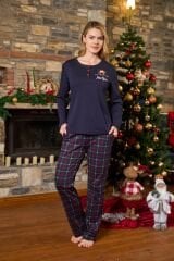 Yeni Yıl Temalı Ekose Desen Kadın Pijama Takımı