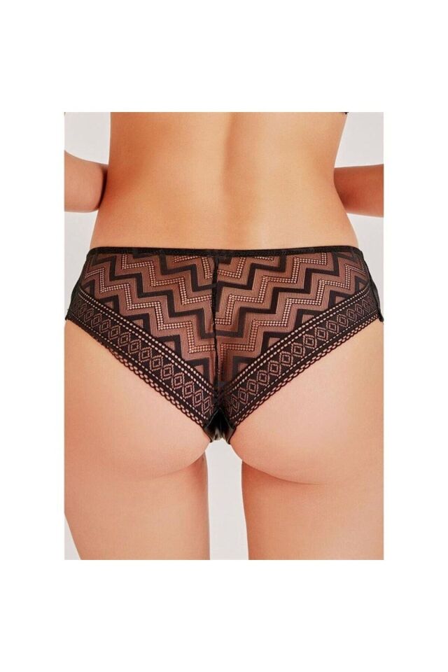 Deri-Zigzag Dantelli Külot standart - bordo