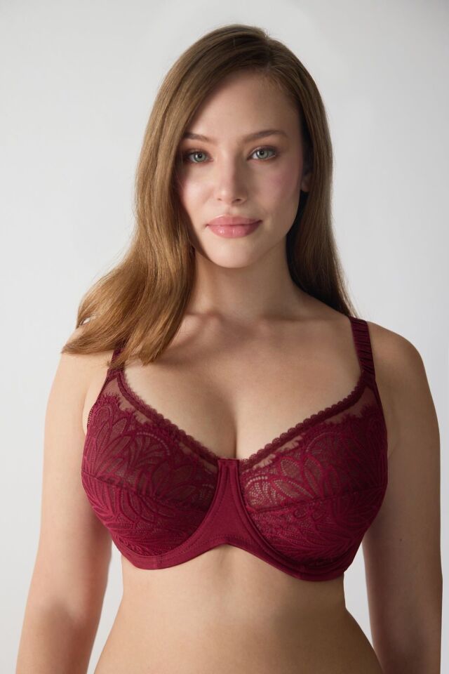 Dantelli Tüllü Yarı Destekli Toparlayıcı Sütyen 90E - yeşil